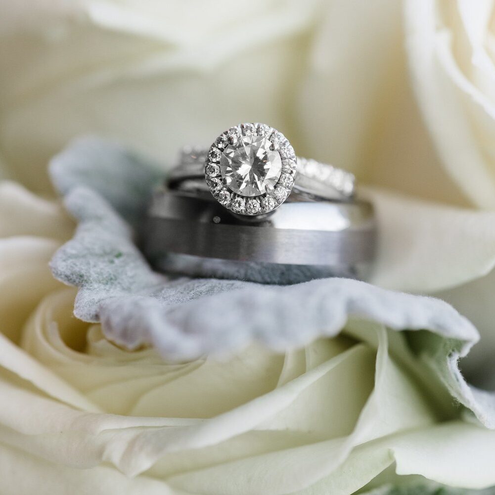 wedding ring and a wedding band